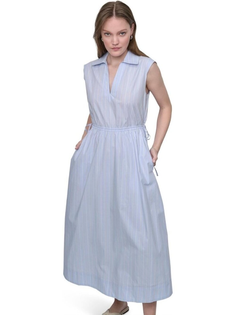 Chic V-Neck Midi Dress for Women with Stylish Back Cut-Out - Perfect for Any